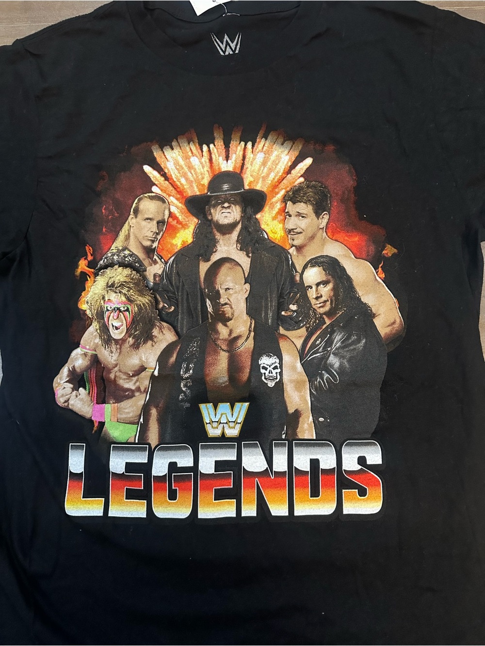 WWE Black Tee with Multicolor Legends Graphic - Picture 3 of 5